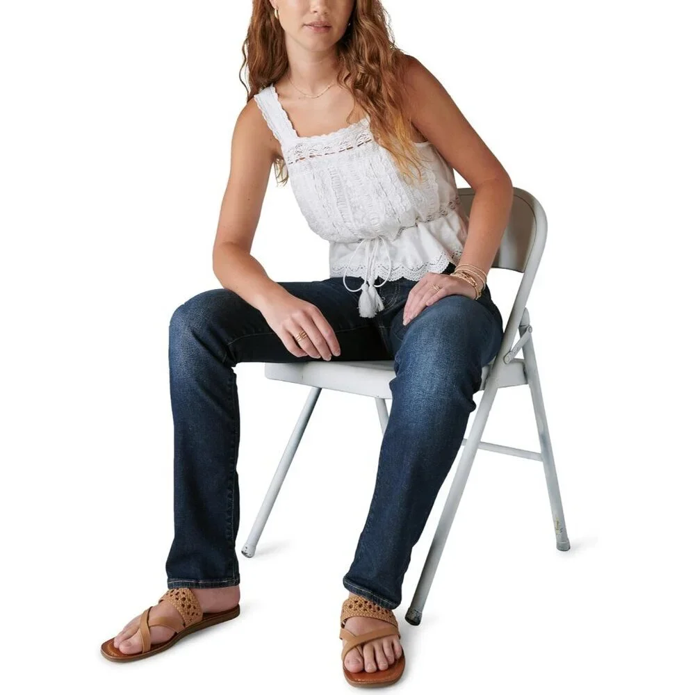 Womens Mid Rise Straight Jeans Cotton 30W 31L Twilight Blue Classic Fit - Picture 6 of 7